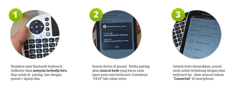 Cara pairing mini keyboard bluetooth dengan handphone