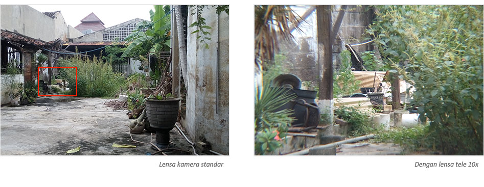 Perbedaan hasil foto kamera standar dengan tele 10x