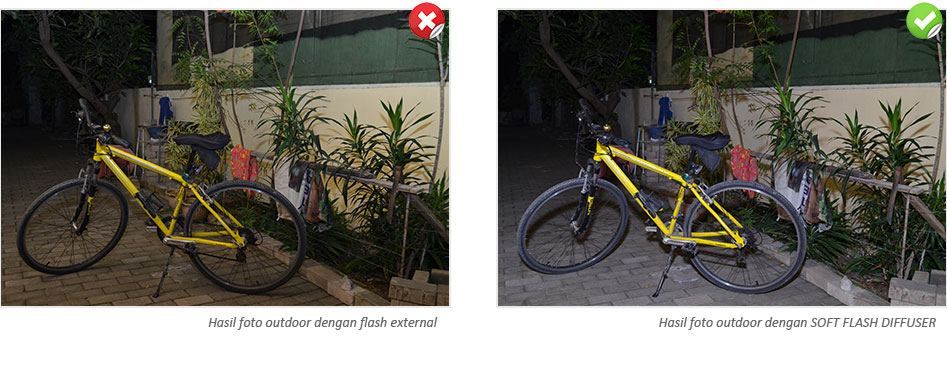 Beda foto indoor flash diffuser dengan flash biasa