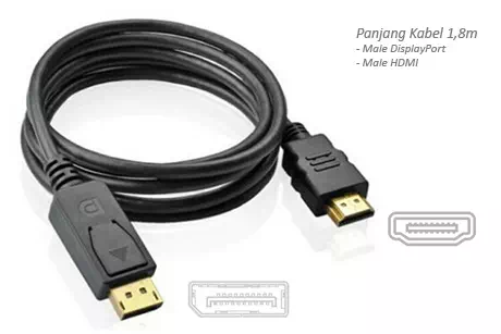 Kabel displayport ke HDMI panjang 2 meter