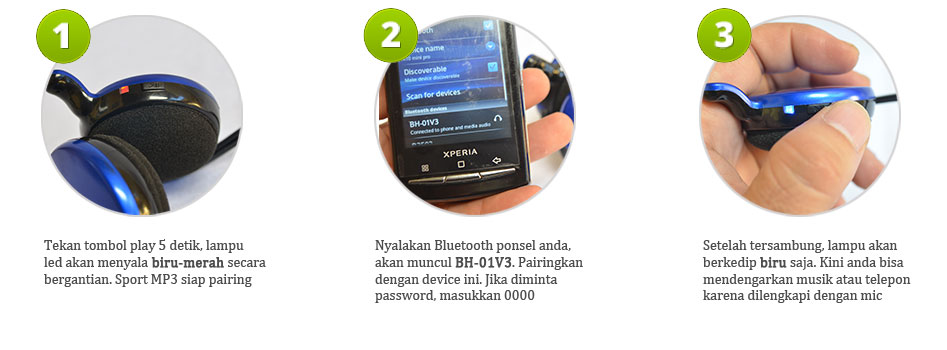 Cara pairing stereo sport headset dengan hp