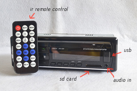 Suport Usb mp3, sd card, audio in dan radio fm