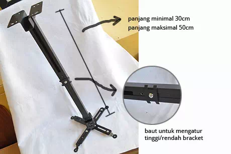 Tinggi tiang proyektor 30cm, dapat dipanjangkan menjadi 50cm