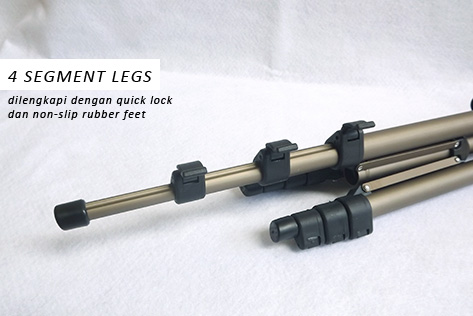 Kaki tripod terdiri dari 4 segmen